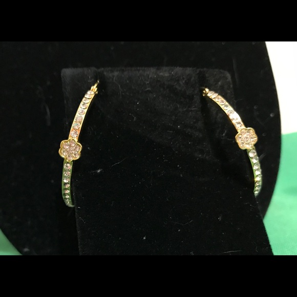Swarovski Elements: Gold & Crystals Hoop Earrings - Picture 5 of 8